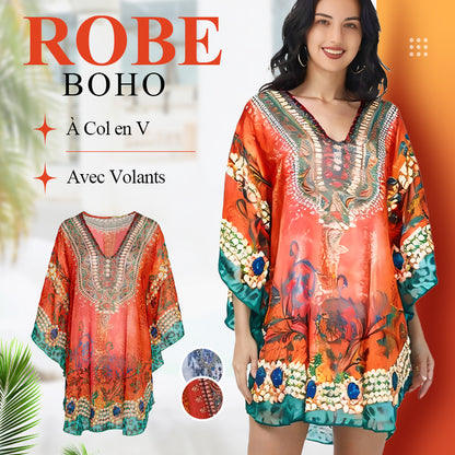 🔥Robe asymétrique pour femme avec col en V et coupe ample