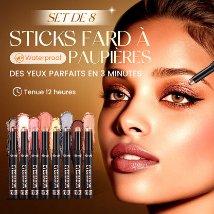 ✨PLUS DE 50 000 UNITÉS VENDUES ! 🎁8 couleurs de fards à paupières pailletés en stick, waterproof, longue tenue et multi-usage