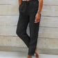 Pantalon décontracté à jambe droite de couleur unie