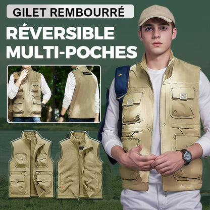Gilet Rembourré Réversible Multi-Poches pour Hommes & Femmes