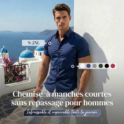 💎 60% DE RÉDUCTION ! 💎 Chemise à Manches Courtes à Boutons pour Hommes – Sans Repassage, Infroissable & Idéale pour l’Été ☀️👔