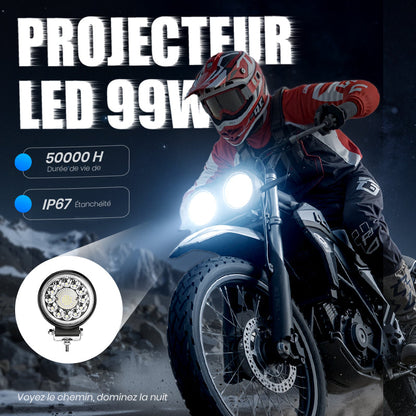 📢 Dernier jour de soldes ⏰🔦  Projecteur LED 4 pouces 99W pour Off-Road 📍 999 perles LED 📍