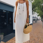 Robe longue décontractée à bretelles spaghetti et dos nu pour femme