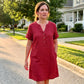 🍂🌸 OFFRE LIMITÉE 50% DE RÉDUCTION! Robe Tunique Indispensable à Col V avec Poches – Mélange de Coton Doux, Facile d’Entretien, Poches des Deux Côtés – Un Basique de Garde-Robe pour Printemps, Été et Superposition en Automne 🧥🧣