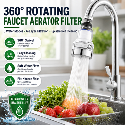 🚰 PROMO LIMITÉE 50% DE RÉDUCTION ! 💦 Filtre Robinet Rotatif 360°, 6 Couches Filtration, 3 Modes d’Eau, Anti-Éclaboussures, Universel pour Cuisine ✨