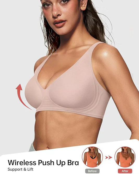 🍃 Vente chaude d'été 51% de réduction ⏰ Deep V Plunge Push-up sans fil sans couture Jelly Bra
