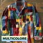 Chemise de poche à manches longues à revers imprimée vintage unisexe simple couleur arc-en-ciel