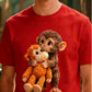 T-shirt unisexe avec motif graphique « Monkey Hugging Toy