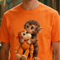 T-shirt unisexe avec motif graphique « Monkey Hugging Toy