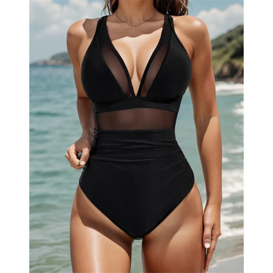 Maillot de bain avec contrôle du ventre en maille