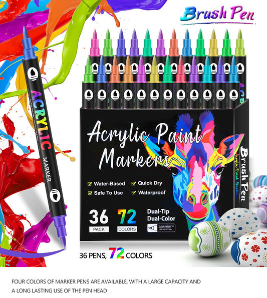 🔥Stylo à peinture acrylique à double pointe - 24/48/72 couleurs