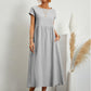 💝Robe en coton sans manches à poches de couleur unie
