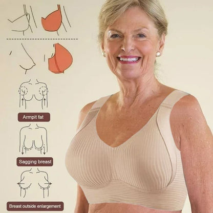 🎁Achetez 1 et obtenez 3 paquets💕Soutien-gorge push-up côtelé pour femmes, réglable et sans fil