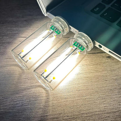 Lampe de Nuit USB Portable à Ampoule en Verre avec Commande Tactile