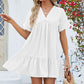 Robe Courte Plissée à Col en V Ample à La Mode