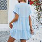 Robe Courte Plissée à Col en V Ample à La Mode