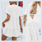 Robe Courte Plissée à Col en V Ample à La Mode