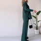Ensemble Deux Pièces en Tricot Jacquard Rayé Décontracté