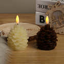 2 Bougies LED Sans Flamme En Forme De Pommes De Pin - Minuterie, Mèche Mobile, Flamme Réaliste (alimentation Piles LR44) - 8