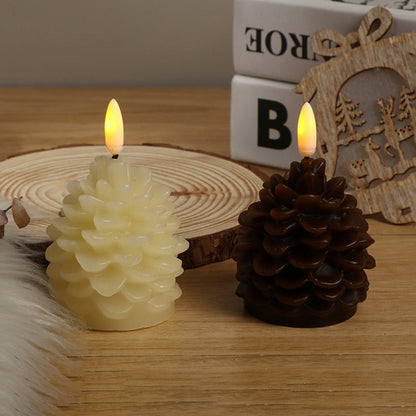 Bougies LED sans Flamme en Forme de Pomme de Pin pour la Décoration des Fêtes