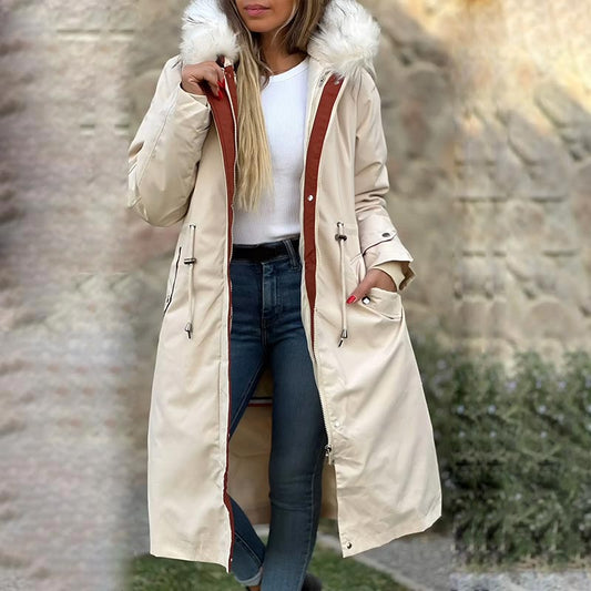 🎁 Manteau d'hiver pour femme avec capuche et col en fourrure, parka décontractée⛄