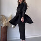Ensemble Deux Pièces Élégant en Couleur Unie avec Haut et Pantalon pour Femmes