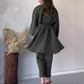 Ensemble Deux Pièces Élégant en Couleur Unie avec Haut et Pantalon pour Femmes