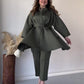 Ensemble Deux Pièces Élégant en Couleur Unie avec Haut et Pantalon pour Femmes