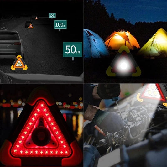 📢📢51% de réduction ! 🚗✨ Triangle d’Urgence Solaire 3-en-1 – Lampe LED + Powerbank + Signalisation Routière
