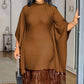 Hot Sale 49% Off🌹Women's Plus Size Sequin Fringe Midi Dress with Batwing Sleeves