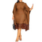 Hot Sale 49% Off🌹Women's Plus Size Sequin Fringe Midi Dress with Batwing Sleeves