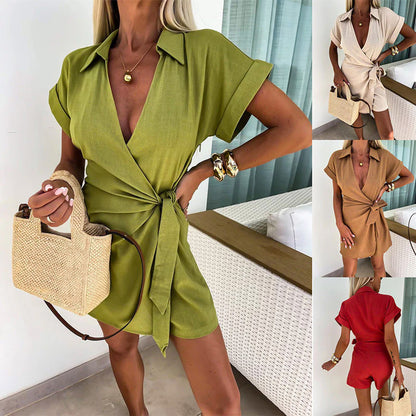 💃Combinaison à encolure en V nouée à la taille