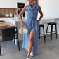 🔥2025 NOUVELLES VENTES 50% DE RÉDUCTION💥Robe en denim solide à poches boutonnées