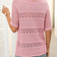 🏆Jusqu'à 50% de réduction !🌷Pull femme manches courtes col rond aspect ajouré et crochet