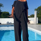 🔥Ensemble d'un top et d'un pantalon décolletés unicolores
