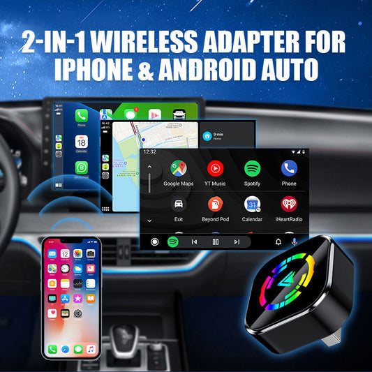 🔥 58% de réduction ! ⚡ Adaptateur sans fil 2-en-1 pour iPhone & Android Auto – Installation en 10 sec, Bluetooth 5.0 & écran divisé 🚗📱
