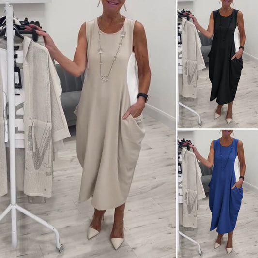 Robe simple sans manches avec poches👗🌞
