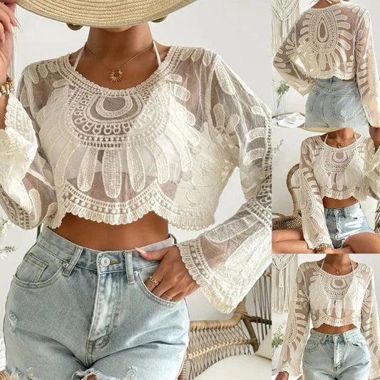 Cache-maillot pour femme en dentelle au crochet pour les vacances à la plage