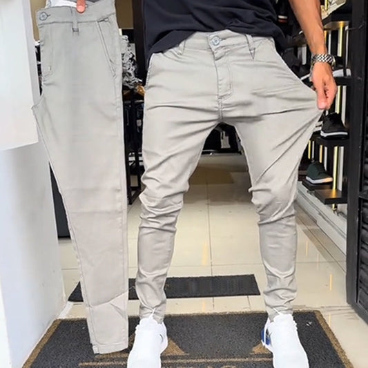 Pantalon décontracté extensible de haute qualité pour homme, couleur unie