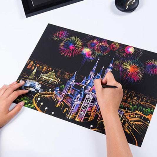 Ensemble de Papier Arc-en-Ciel à Gratter DIY