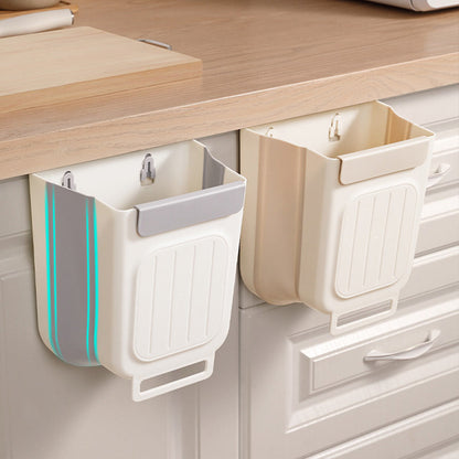 🗑️🧺 Poubelle suspendue pliable polyvalente pour cuisine – Se fixe au placard ou au tiroir, libérez votre plan de travail, le petit bac malin qui capte les épluchures et les emballages pendant que vous cuisinez 🍅🔪