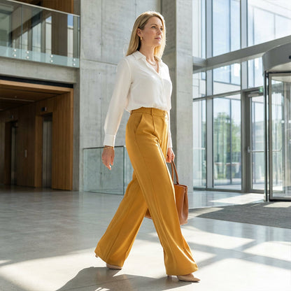 🌸DERNIER JOUR DE L'OFFRE SPÉCIALE - 62 % DE RÉDUCTION💕Pantalon taille haute à jambes larges pour femme, couleur unie