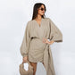Robe portefeuille à col en V pour femmes