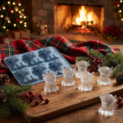 Moule à glaçons Highland Cow - Adorable bac en silicone 3D pour boissons et fêtes