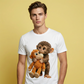 T-shirt unisexe avec motif graphique « Monkey Hugging Toy