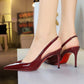 ✨62% de réduction + livraison gratuite 👠Escarpins à talons aiguilles à bride arrière et bout pointu en cuir verni pour femme