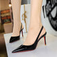 ✨62% de réduction + livraison gratuite 👠Escarpins à talons aiguilles à bride arrière et bout pointu en cuir verni pour femme