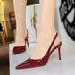 ✨62% de réduction + livraison gratuite 👠Escarpins à talons aiguilles à bride arrière et bout pointu en cuir verni pour femme