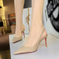 ✨62% de réduction + livraison gratuite 👠Escarpins à talons aiguilles à bride arrière et bout pointu en cuir verni pour femme