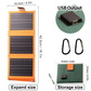 ⚡🔥🌞 PROMO -50% ! Panneau Solaire Portable 10W – Pliable, USB-C, Résistant aux Intempéries & Mousquetons (Noir/Orange/Vert)